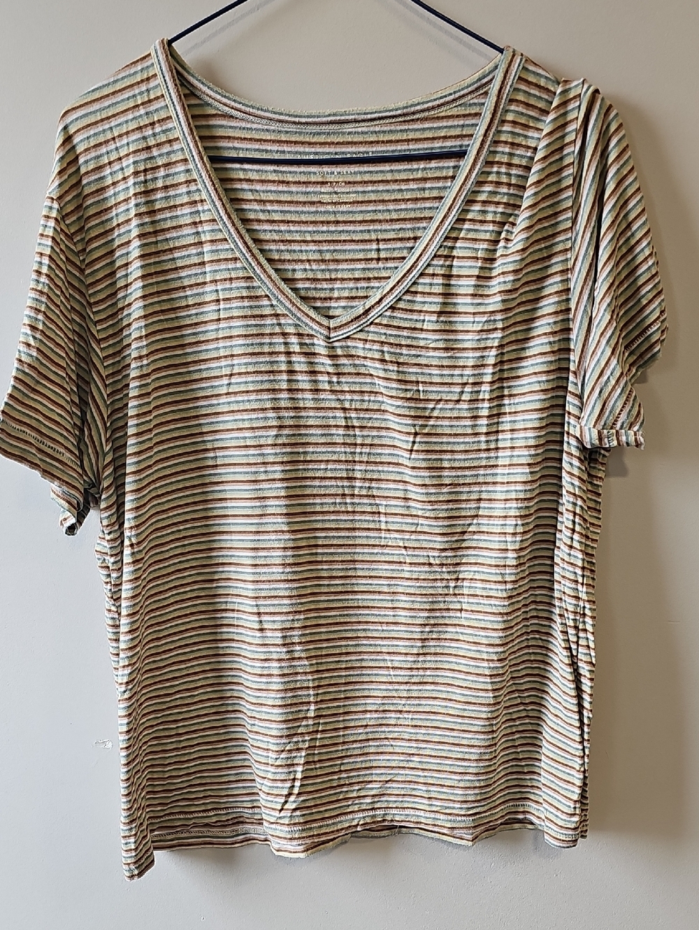 American Eagle Outfitters Small Soft & Sexy Striped V-Neck Tee
